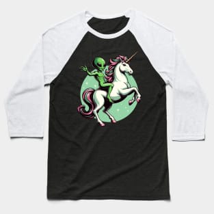 Alien riding on a unicorn Baseball T-Shirt